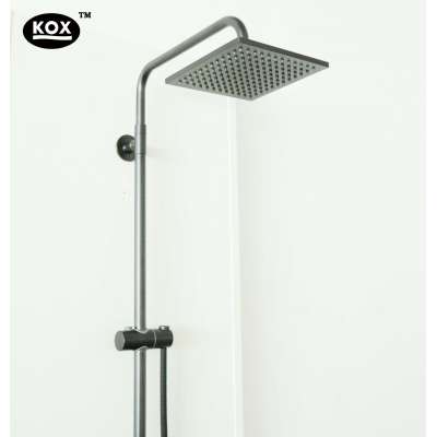 ShowerMaxx 8 inch Square High Pressure Luxury Spa Rainfall Shower Head- Removable Restrictor for Waterfall Rainshower- Bronze