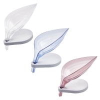 Leaf Plastic Soap Box, Bathroom Drain Suction Cup Soap Holder Dish/